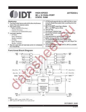 IDT7025S15J datasheet  